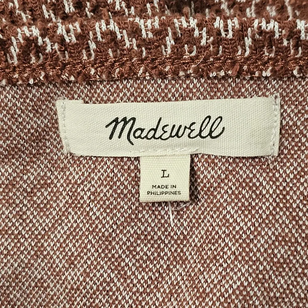 MADEWELL Jacquard Puff Sleeve Top in Dark Merlot Size L